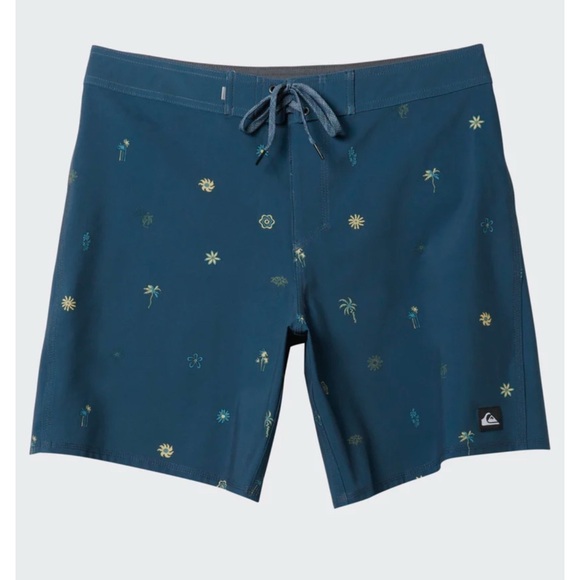 Quiksilver Men’s Surfsilk 69 18” Boardshorts Sz 28 Midnight Navy Heat Waves - Picture 1 of 10